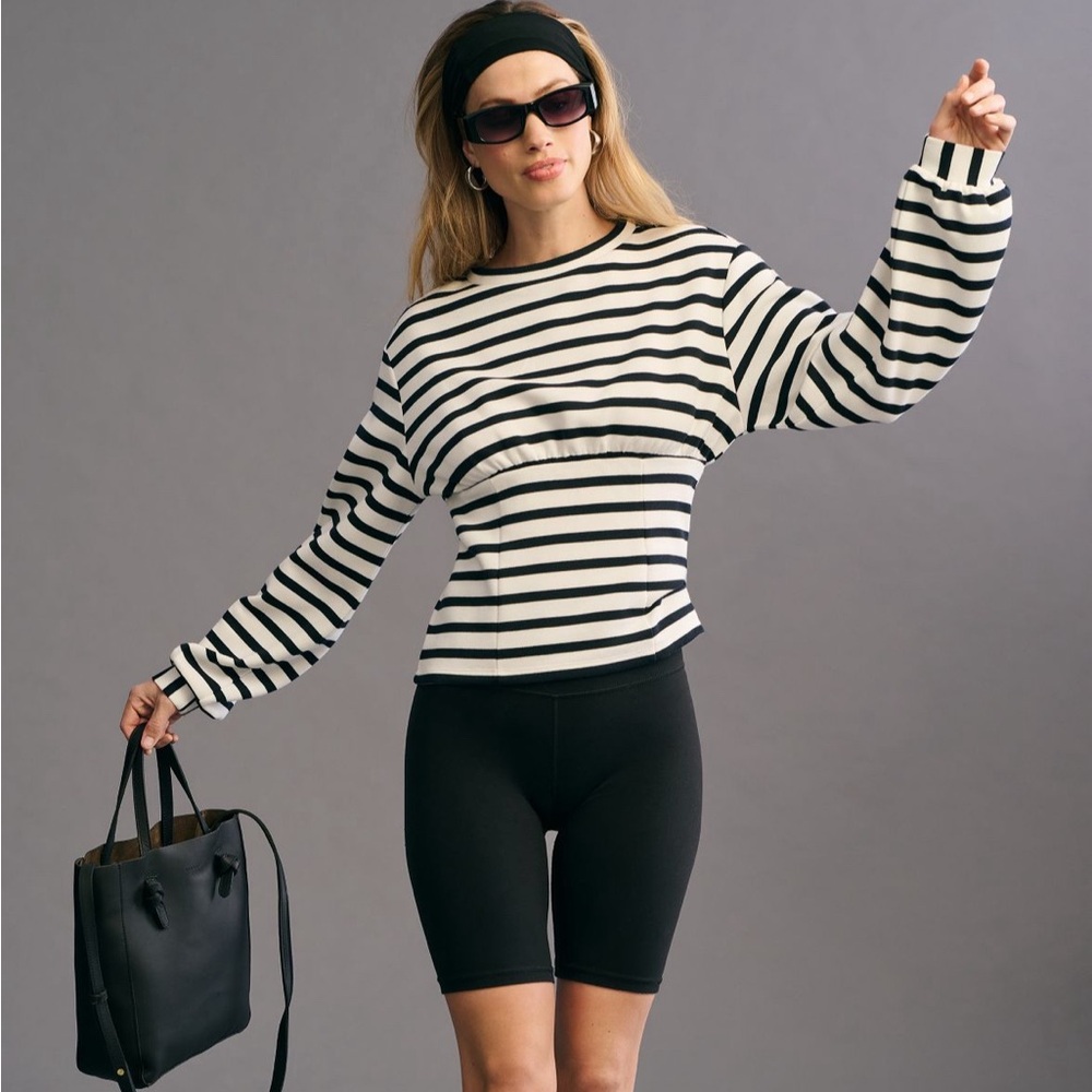 Anthropologie Maeve Corset-Waist Sweatshirt-Small